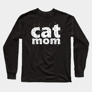 Cat Mom Black Hair Long Sleeve T-Shirt